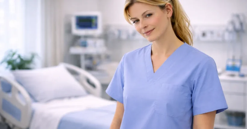 Pielęgniarka ginekologiczno-poloznicza na sali.