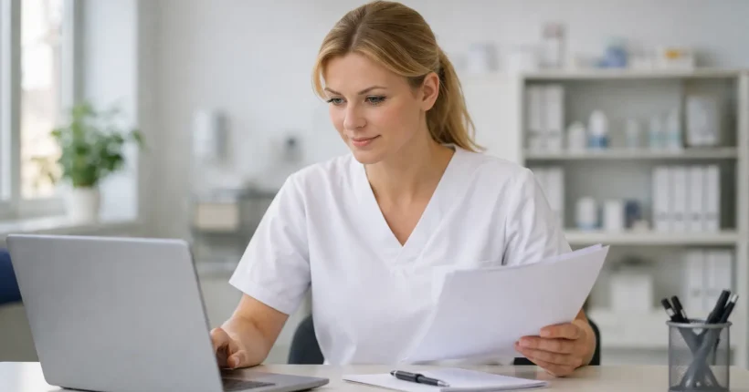 Pielęgniarka planująca kiedy zacząć naukę do egzaminu specjalizacyjnego