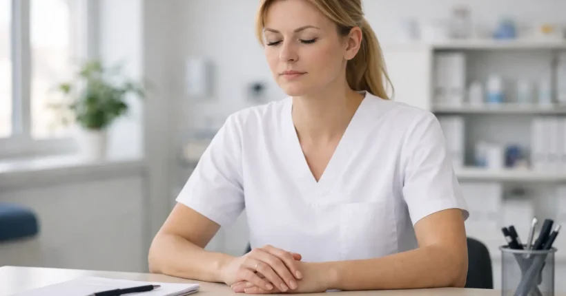 Pielęgniarka radząca sobie ze stresem przed egzaminem specjalizacyjnym