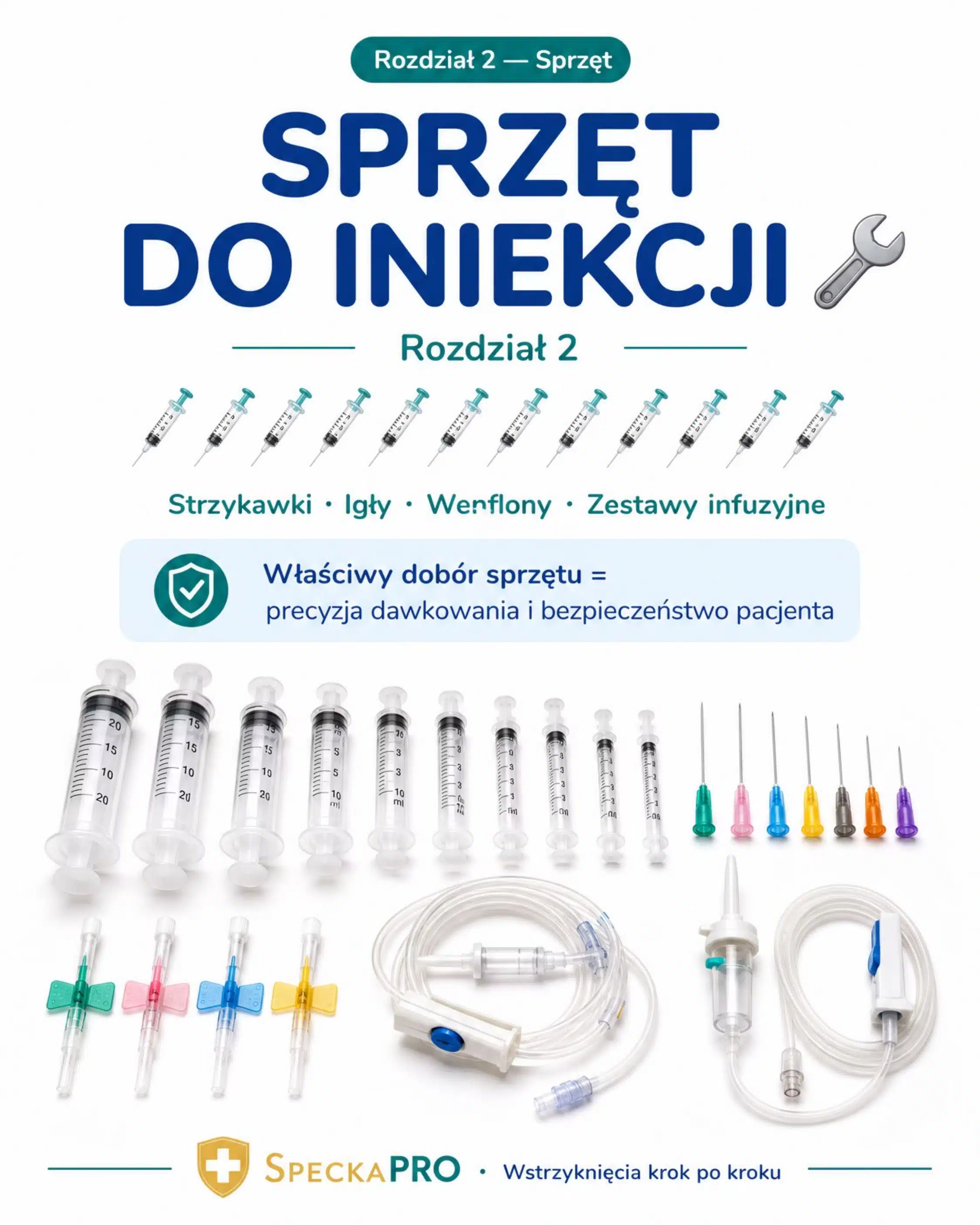 Sprzęt do iniekcji strzykawki igły wenflony