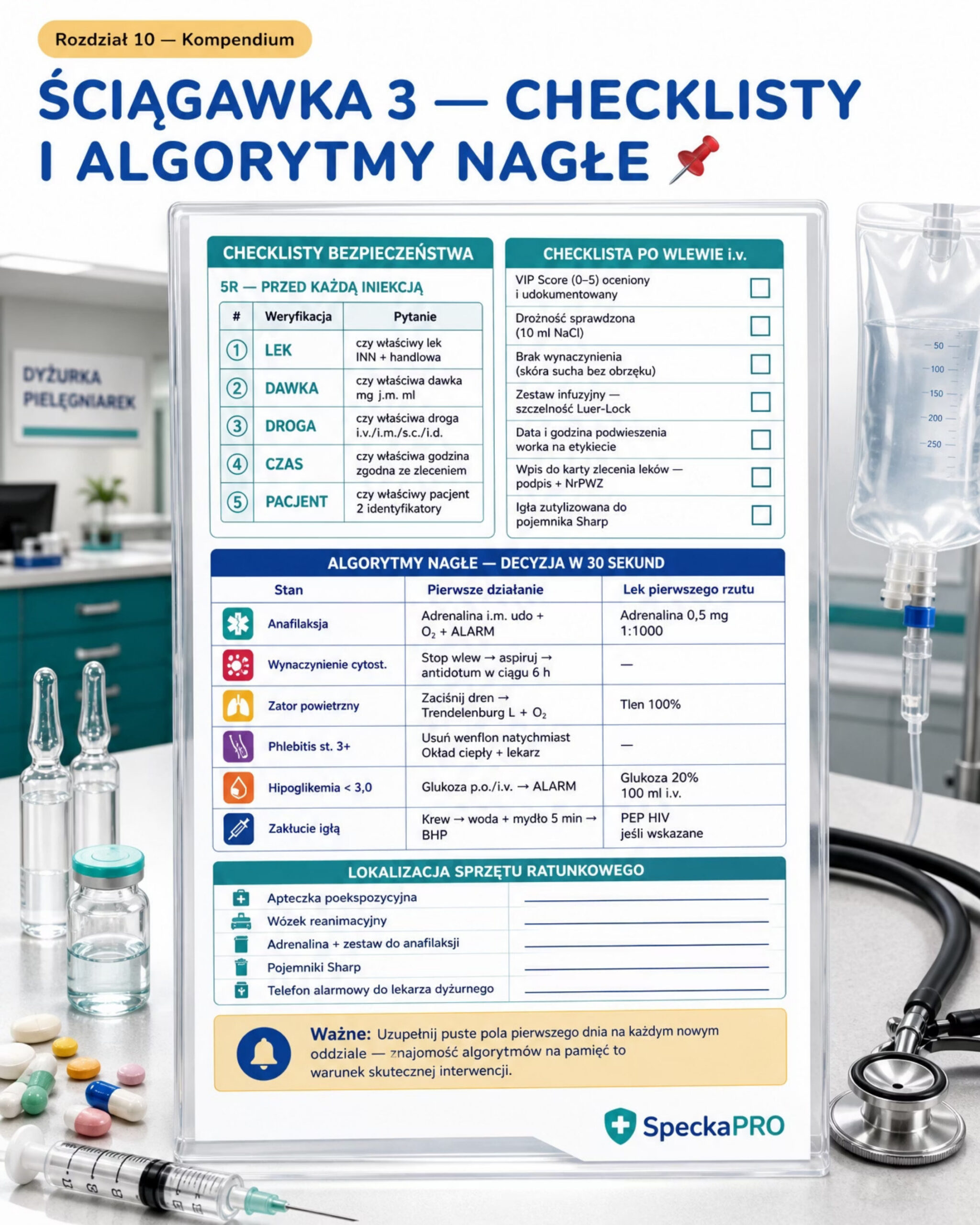 Ściągawka dyżurowa algorytmy nagłe tabela 5R