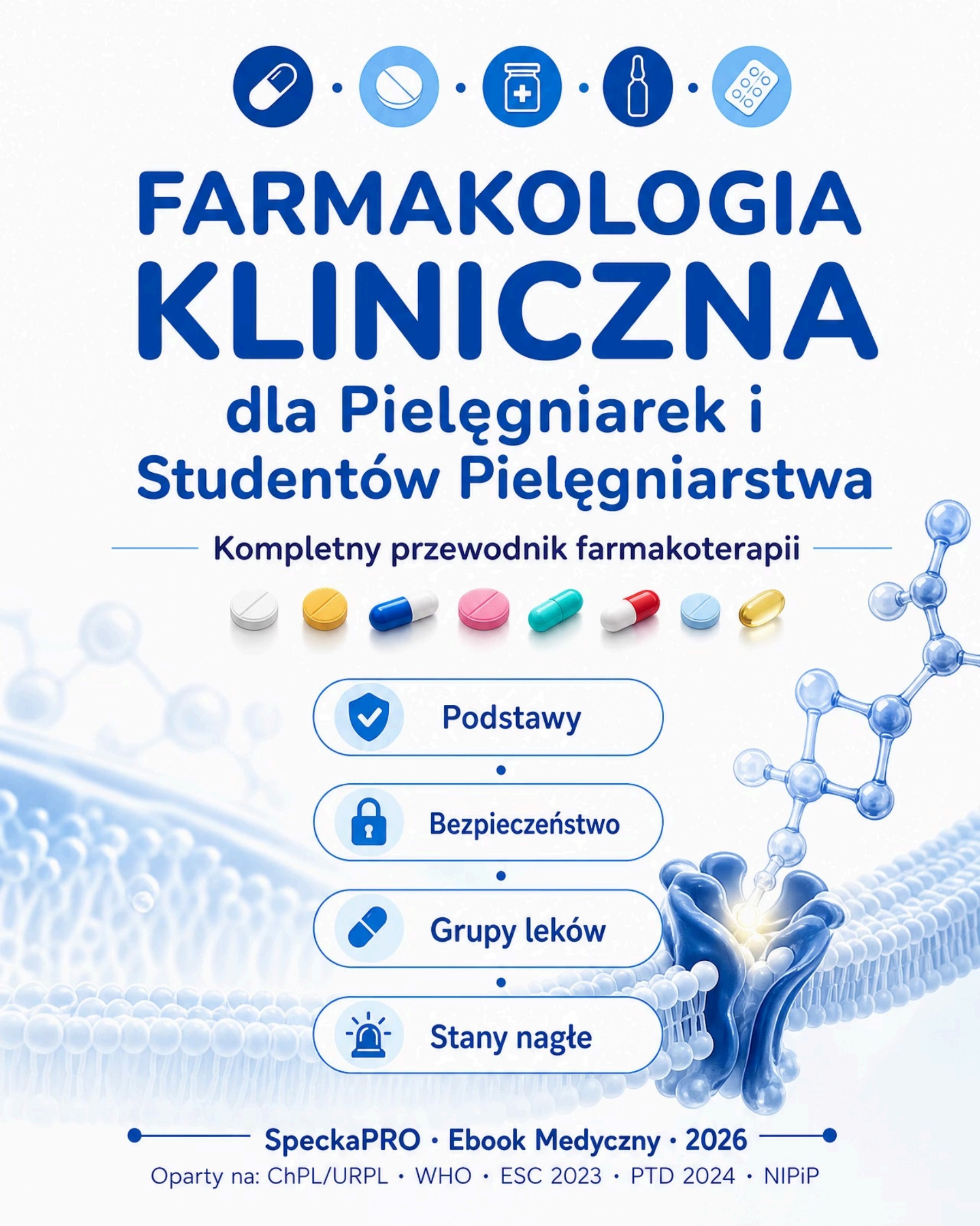 Okładka ebooka Farmakologia Kliniczna SpeckaPRO 142 strony 15 rozdziałów PDF dla pielęgniarek