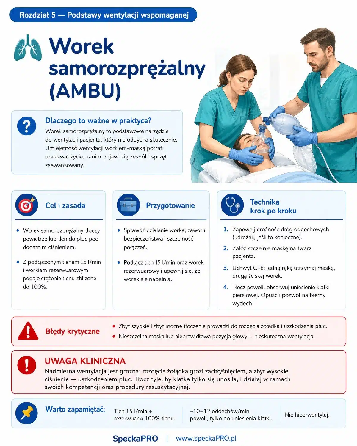 Wentylacja workiem samorozprężalnym AMBU krok po kroku — ebook dla pielęgniarek SpeckaPRO